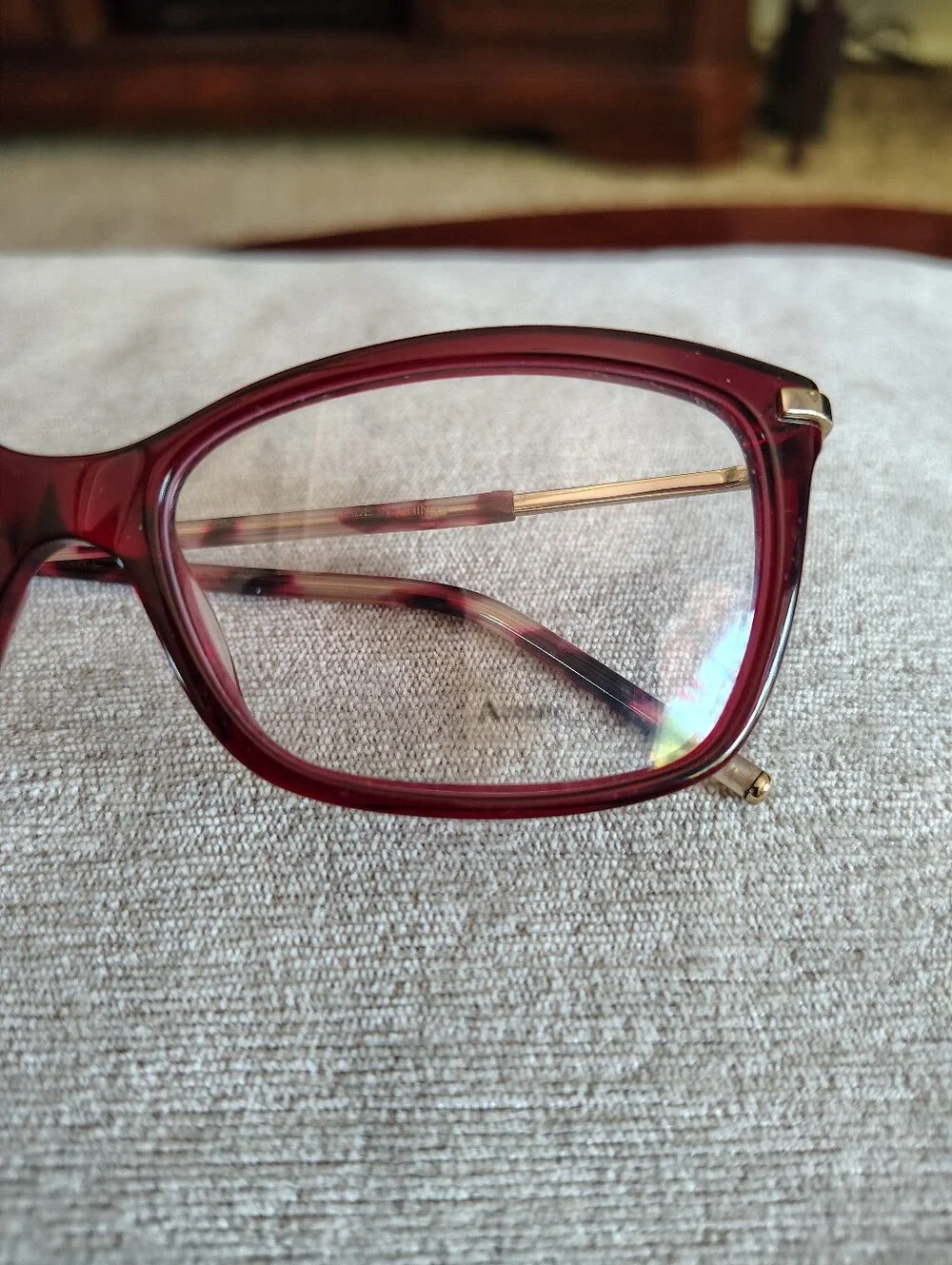 Marc Jacobs Burgundy Cat-Eye Optical Glasses with Gold Temples